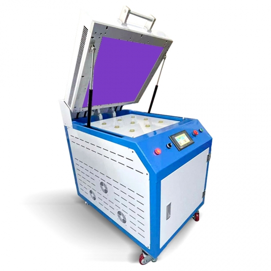 clamshell 500 * 500 mm Cinta UV Sistemas de curado UV que reducen la viscosidad de la película azul
