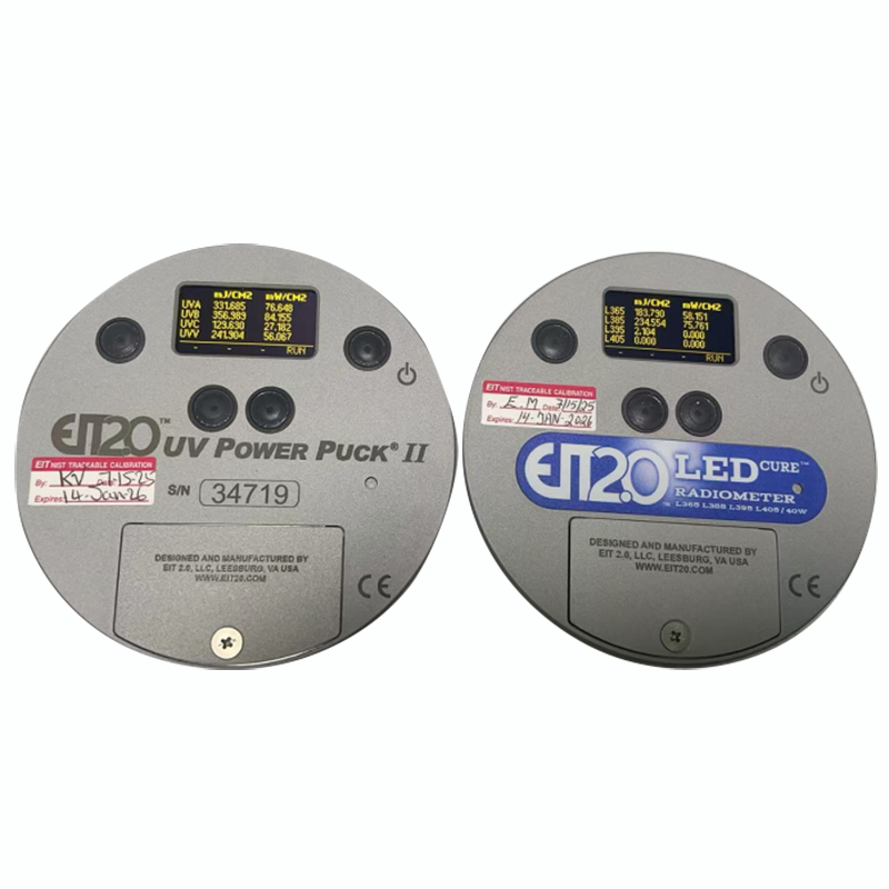 Resultados de las pruebas de datos comparativos de las marcas EIT Power Puck II y LED Cure 4 en Estados Unidos